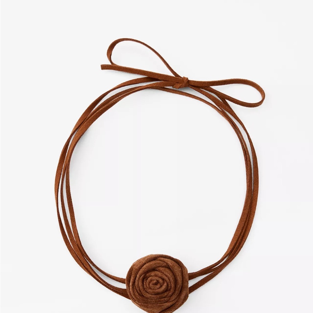 Brown Floral Choker Necklace